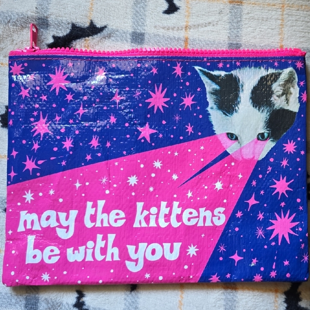Blue Q Pink and Blue Cat Cosmetic Bag